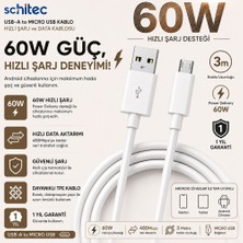 Schitec 3A 60W Usba To Type-C Hızlı Data ve Şarj Kablosu 3 Metre Beyaz SX22