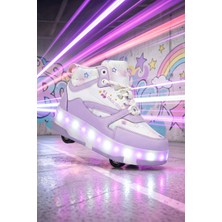 Dark Seer Ds Speedy Beyaz Mor Tekerlekli Işıklı Paten Çocuk Ayakkabı Sneaker