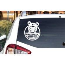 Usta Hediyene Bak Arabada Bebek Var Araba, Motorsiklet, Kask, Laptop, Cam Sticker Beyaz 15X12 cm