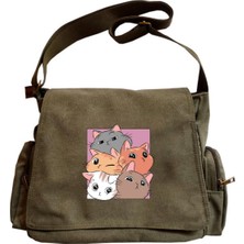 Touz Moda Cute Cat Seriouse Baskılı Unisex Postacı Çantası