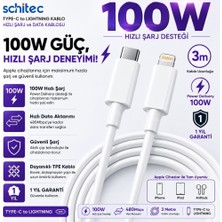Schitec 6A 100W Type-C To Lightning Hızlı Data ve Şarj Kablosu 3 Metre Beyaz SX31