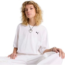 Puma Wardrobe Ess Oversized Kadın Beyaz Günlük Stil T-Shirt 62974302
