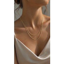 Sassy Takı Kesme Top Zincirli Gold Uzun Çelik Kolye