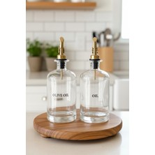 Suo Home Liora 2'li Gold Başlıklı Cam Yağdanlık (500-500 Ml)