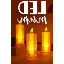 MarkEntegra 3 Adet LED Mum Simli Tipi Pil Dahil Dumansız Alev Ledli Yapay Dekoratif Mum Işığı Büyük PT423