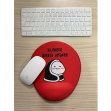MarkEntegra Oval Mouse Pad, Kırmızı Renk ve Bilek Desteği ile
