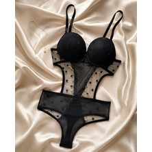 Veloura Elody Siyah Dolgulu Bodysuit
