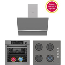 Simfer Steam Master Gri 3'lü Ankastre Set (8246 Buhar ve Airfry Fırın - 3538 Ocak - 8740 Davlumbaz)