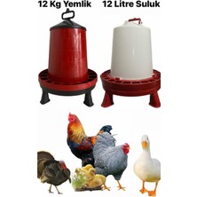 Tekplast Ayaklı Yemlik ve Suluk 2li Set 12 kg Tavuk Yemliği Hindi Kanatlı Kümes Hayvanı Yemlikleri
