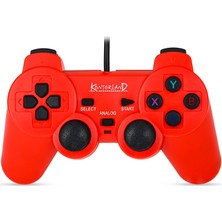 Kablolu Pc Gamepad – D-Input & X-Input Destekli Çift Titreşimli USB Oyun Kolu (Kırmızı)