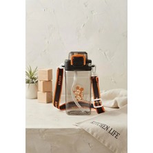 Kitchen Life Kilit Kapaklı Askılı Pipetli Sızdırmaz Sevimli Çocuk Suluk 500 ml