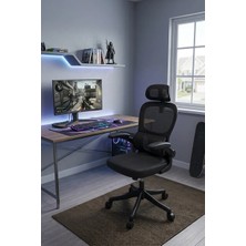 Grandmix Ergonomik Fileli Oyuncu ve Çalışma Koltuğu, Hareketli Başlıklı, Bel Destekli Yönetici Koltuğu
