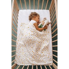 Caline Baby %100 Pamuk Premium & Hafif Müslin Bezi Örtüsü I 120X120 cm I Sarı I Çiçek Desenli &  4 Adet Ağız Mendili 27X27CM
