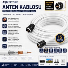 AŞIK STORE 15 Metre Premium Anten Kablosu %100 Bakır Iç Iletken Contalı Black F Konnektör Çakılı Koaksiyel Tv Uydu Kablosu