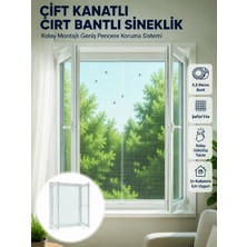Alkasaz Çift Kanatlı Cırt Bantlı Pencere Sinekliği Kolay Montajlı Beyaz File