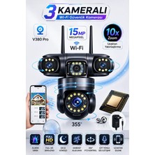 Sonreir AR-113W 3 Kameralı 15MP Ultra Hd Wifi Güvenlik Kamerası Ptz 360° Hareketli Çift Yönlü Ses Gece Görüşlü Akıllı Ip Kamera
