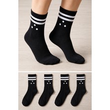 Ducks Socks Kadın Pamuklu Dikişsiz Çorap 4'lü Uzun Konç Kolej Çorap