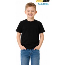 Bulut Teks Ataş Sade Siyah Okul ve Günlük Ünisex Tişört 23 Nisan Vb Etkinlikler T-Shirt