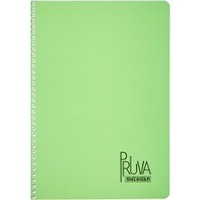A4 Pet Spiralli Karton Kapaklı Defter 144 Yaprak - Kareli - Yeşil