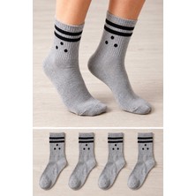 Ducks Socks Kadın Pamuklu Dikişsiz Çorap 4'lü Uzun Konç Kolej Çorap