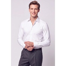 Efor Slim Fit Esnek Pamuklu Beyaz Gömlek G 1607