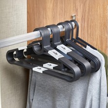 Slim Askı 10'lu Set - Siyah Ince Profil Elbise Askısı - 39X17 cm Dolap Içi Yer Kazandıran Sa�