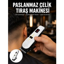 Alkasaz 2025 Model Şarjlı Dijital Saç Sakal Tıraş Makinesi Islak Kuru Kullanıma Uygun Yeni Nesil