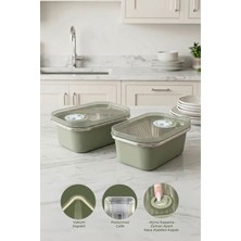 Kitchen Life 2'li Stainless Paslanmaz Çelik Vakumlu Saklama Kabı,fırın ve Kek Kabı Kahvaltılık 300 ml