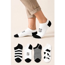 Ducks Socks Kadın Pamuklu Dikişsiz 4'lü Desenli Sneakers Çorap