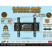 Ata Elektronik A Plus Televizyon Duvar Askı Aparatı Tüm Tv 'lerde Uyumlu 19 , 20 , 22 , 24 , 28 , 32 Inç Tüm Markalara Uyumlu 30'' 32" - 80 81 82 Ekran   Tv Sabit Duvar Askı Aparatı