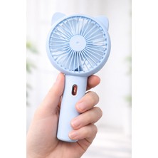 3 Modlu Şarjlı El Fanı 3 Kademe Seyahat Masaüstü Vantilatör Taşınabilir Mini Fan F136 (Mavi)
