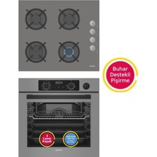 Simfer Steam Master Gri 3'lü Ankastre Set (8246 Buhar ve Airfry Fırın - 3538 Ocak)