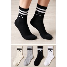 Ducks Socks Kadın Pamuklu Dikişsiz Çorap 4'lü Uzun Konç Kolej Çorap