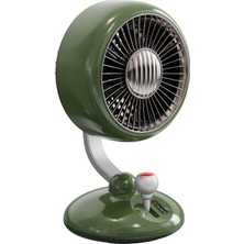 Q3 120° Salınımlı 3 Kademeli LED Işıklı Şarjlı Masaüstü Fan Vantilatör Retro Yeşil