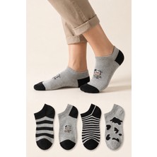 Ducks Socks Kadın Pamuklu Dikişsiz 4'lü Desenli Sneakers Çorap