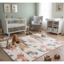 Çift Taraflı Eğitici Çocuk Oyun Matı, Halısı 180X150 (Taşıma Çantalı) - Ayı