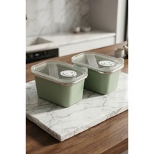 Kitchen Life 2'li Stainless Paslanmaz Çelik Vakumlu Saklama Kabı,fırın ve Kek Kabı Kahvaltılık 500 ml