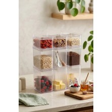 Kitchen Life 9'lu Etiketli Vakumlu Dikdörtgen Kavanoz SETI(3X2,7LT-3X1,6LT-3X900ML)