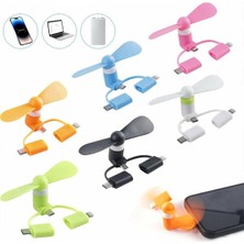 Mini Telefon Fanı Şarjlı Taşınabilir El Vantilatörü Type-C & iPhone Uyumlu Karışık Renk
