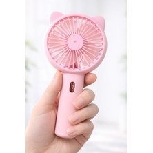 3 Modlu Şarjlı El Fanı 3 Kademe Seyahat Masaüstü Vantilatör Taşınabilir Mini Fan F136 (Pembe