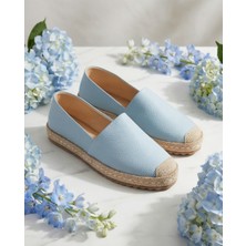 Futsi Shoes Lucıa Mavi Hakiki Deri Dikiş Detaylı Kadın Espadril