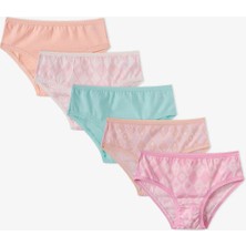 Penti Kız Çocuk Princess Print Çiçekli Pamuklu 5'li Slip Külot