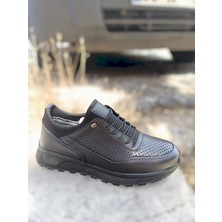 Oktay Kundura Erkek B506 Deri Çok Hafif Poli Taban Siyah Delikli Outdoor Ayakkabı