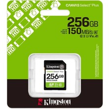 Kingston SDS3-256GB 256GB Sdxc Canvas Select Plus Gen3 150MB-S C10 Uhs-I U1 V10 Hafıza Kartı