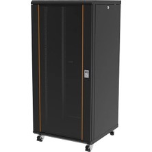 Ager 26U 600X600MM Dikili Tip Siyah Kabinet Agena AG-AN26U6060S1-CFAA-A-M1 Cam Kapak
