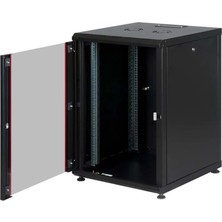 Ager 16U 600X800MM Dikili Tip Siyah Kabinet Agena AG-AN16U6080S1 Cam Kapak