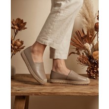 Futsi Shoes Lucıa Vizon Hakiki Deri Dikiş Detaylı Kadın Espadril