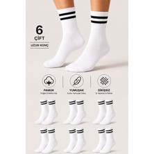 Ducks Socks Kadın Pamuklu Dikişsiz Kolej Çorap 6'lı Uzun Konç Günlük Çorap