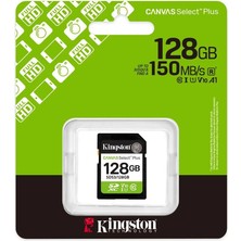 Kingston SDS3-128GB 128GB Sdxc Canvas Select Plus Gen3 150MB-S C10 Uhs-I U1 V10 Hafıza Kartı