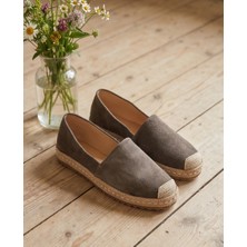 Futsi Shoes Lucıa Gri Hakiki Deri Süet Dikiş Detaylı Kadın Espadril